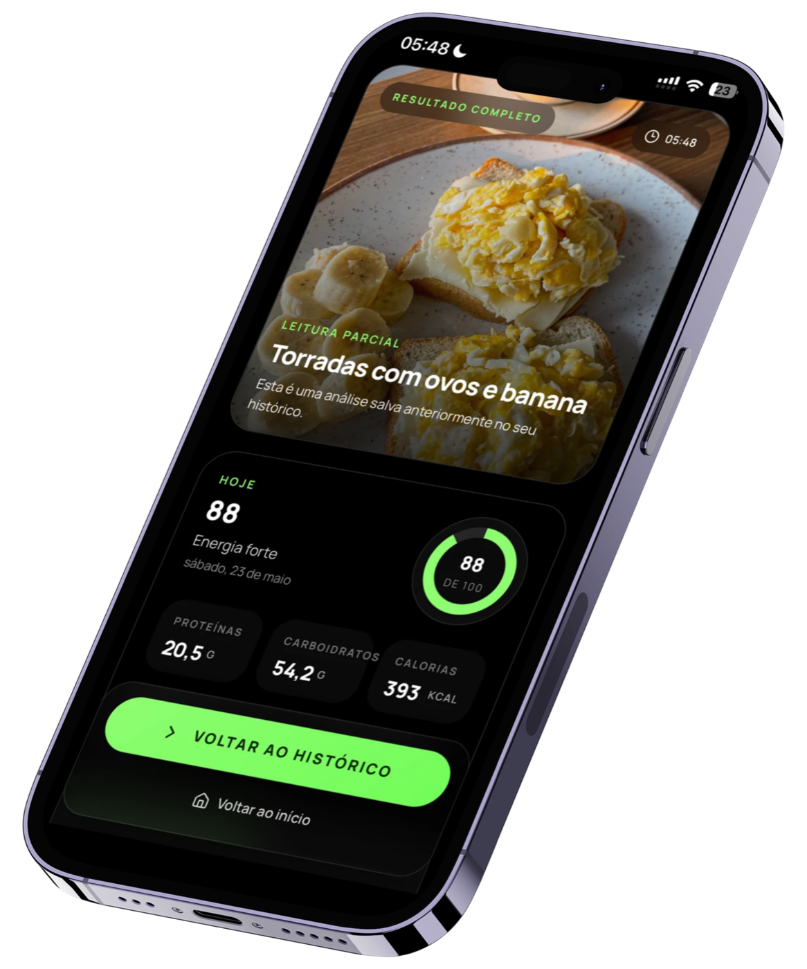 Preview do app Flow States para contar calorias com IA